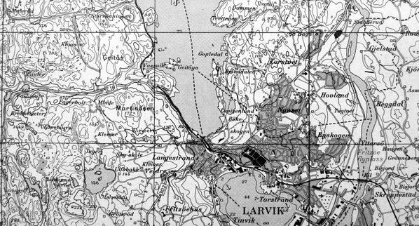 Kart Larvik ca. 1970, Vestfold